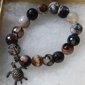 Beaded Bracelet with Turtle Charm